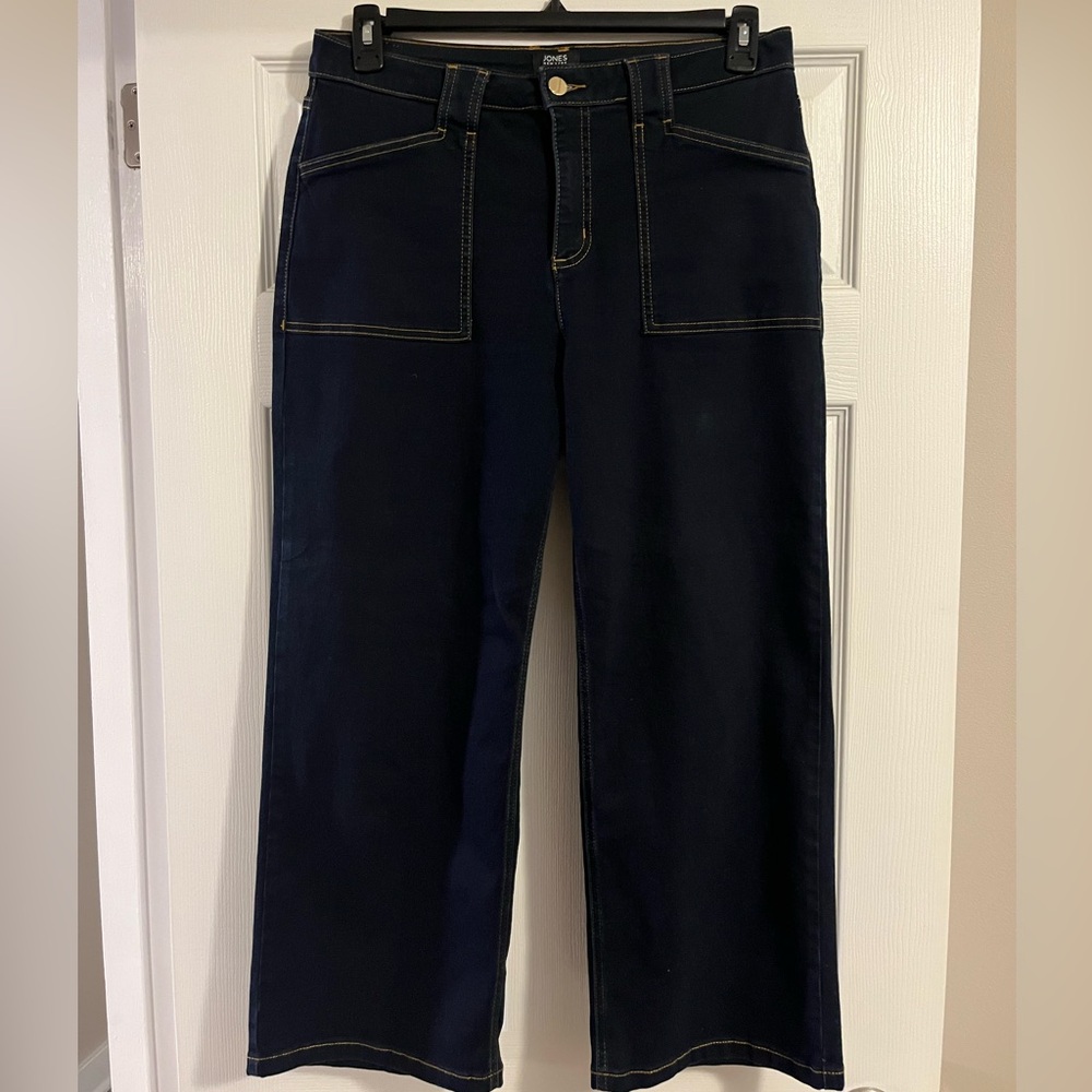 Jones New York Navy Wide Leg Cropped Jeans